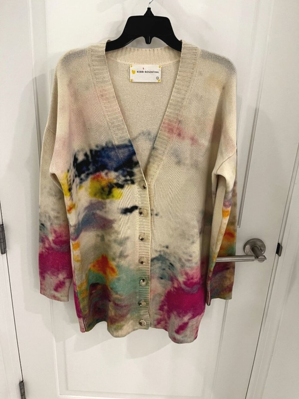 Kerri Rosenthal Cashmere Tie Dye Cardigan Sweater SMALL